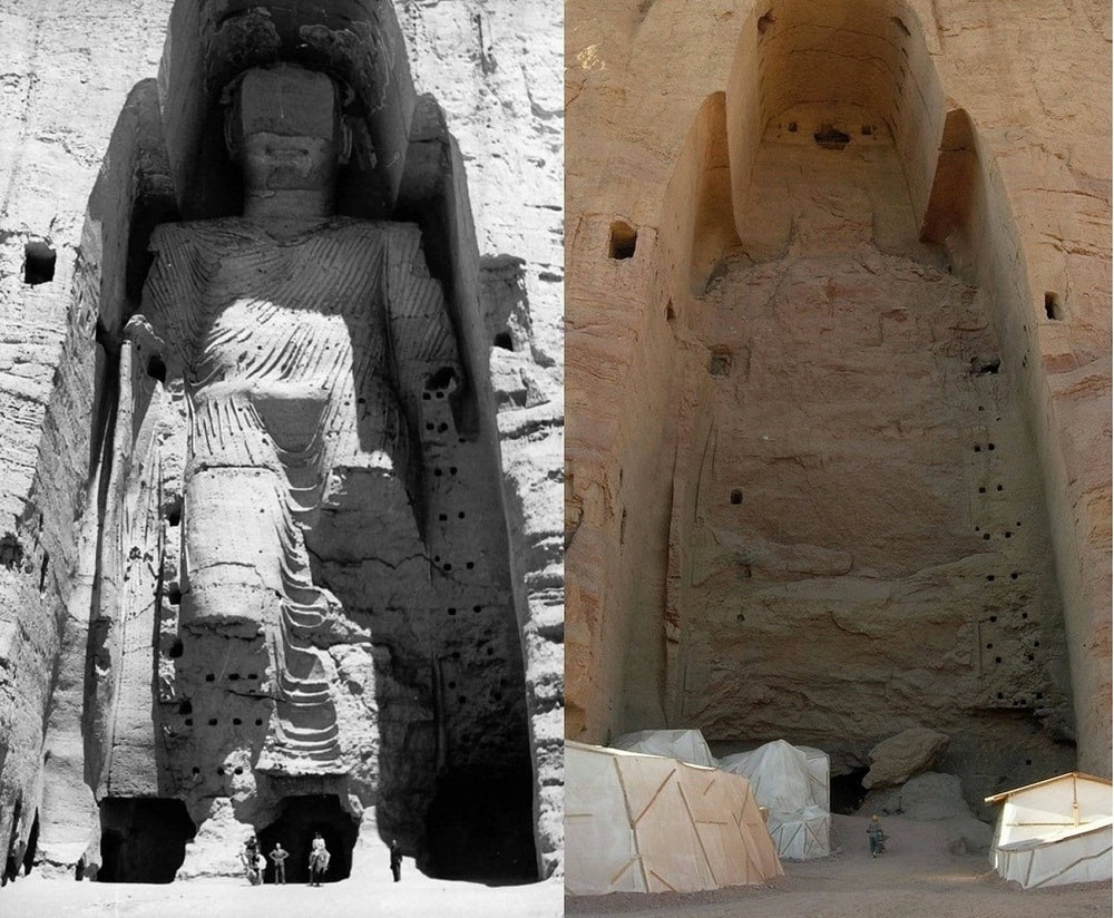 Статуи Будды до и после.
Фото: mir-prekpasen.ru