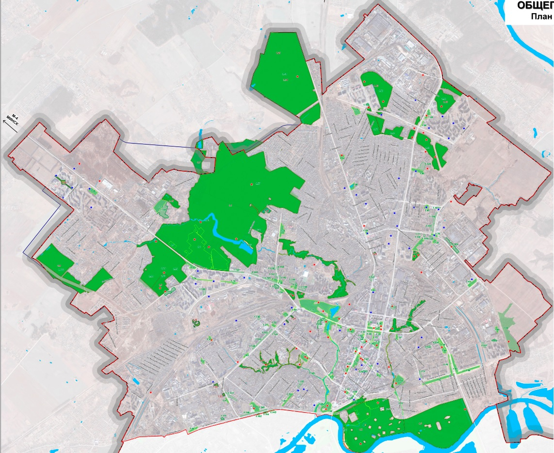 Схема озелененных территорий Могилева. Скриншот с официального сайта горисполкома
