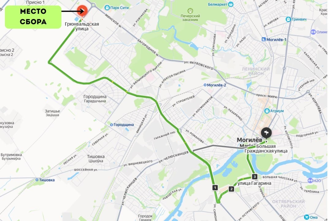 Маршрут велопробега в Могилеве