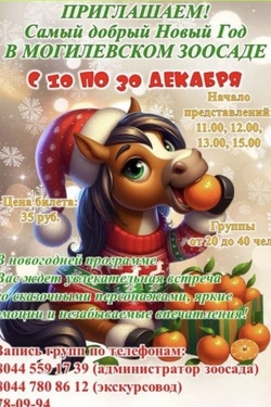 Новогоднее представление в зоосаде. Афиша мероприятий